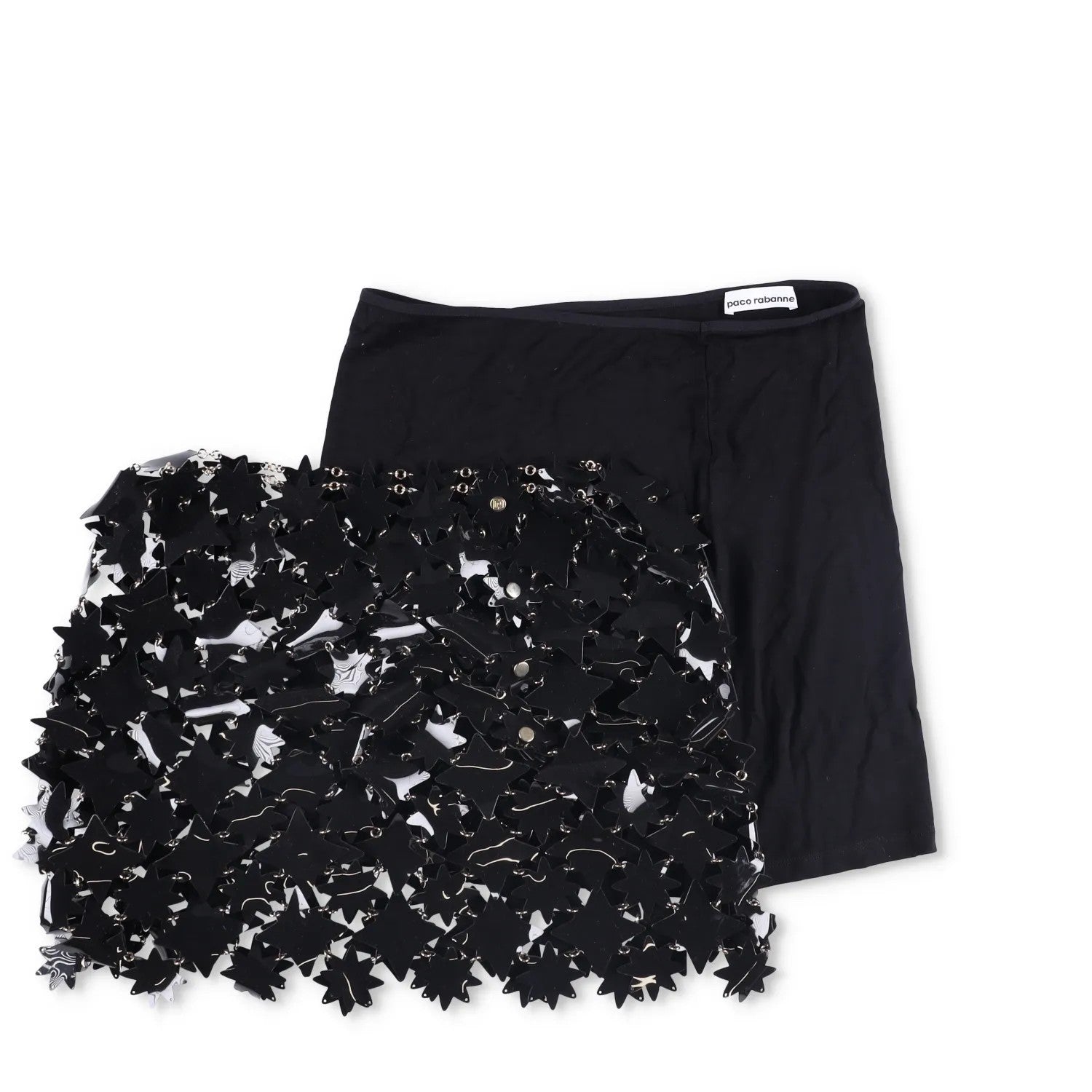 PACO RABANNE Womens Skirt Black Skirt PVC Stars Hook Eye Closure Size 38 RRP1300 — View 2