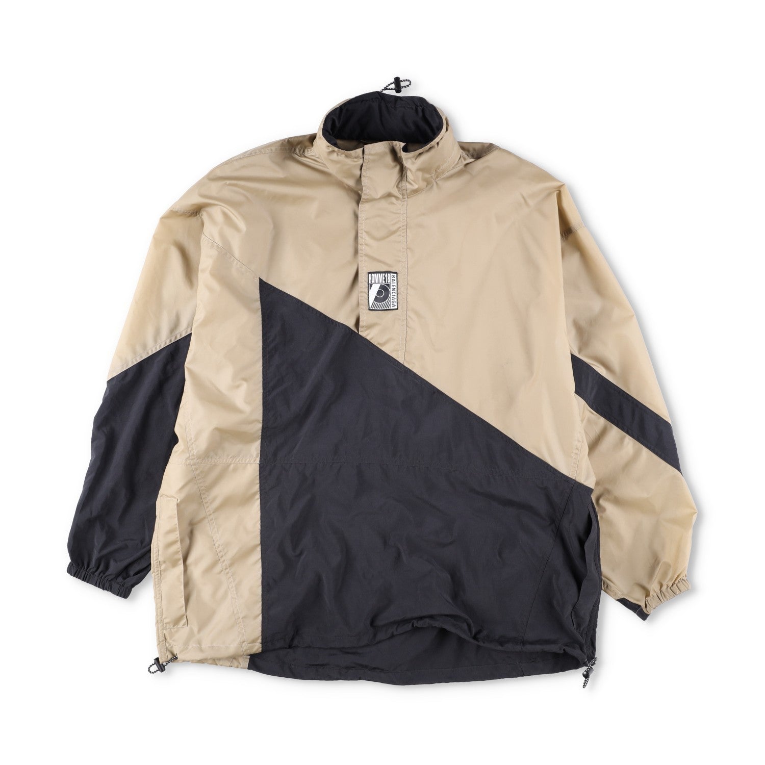 BALENCIAGA 80's Windbreaker Nylon Quarter Zip Mens Tan Size 46 RRP1200