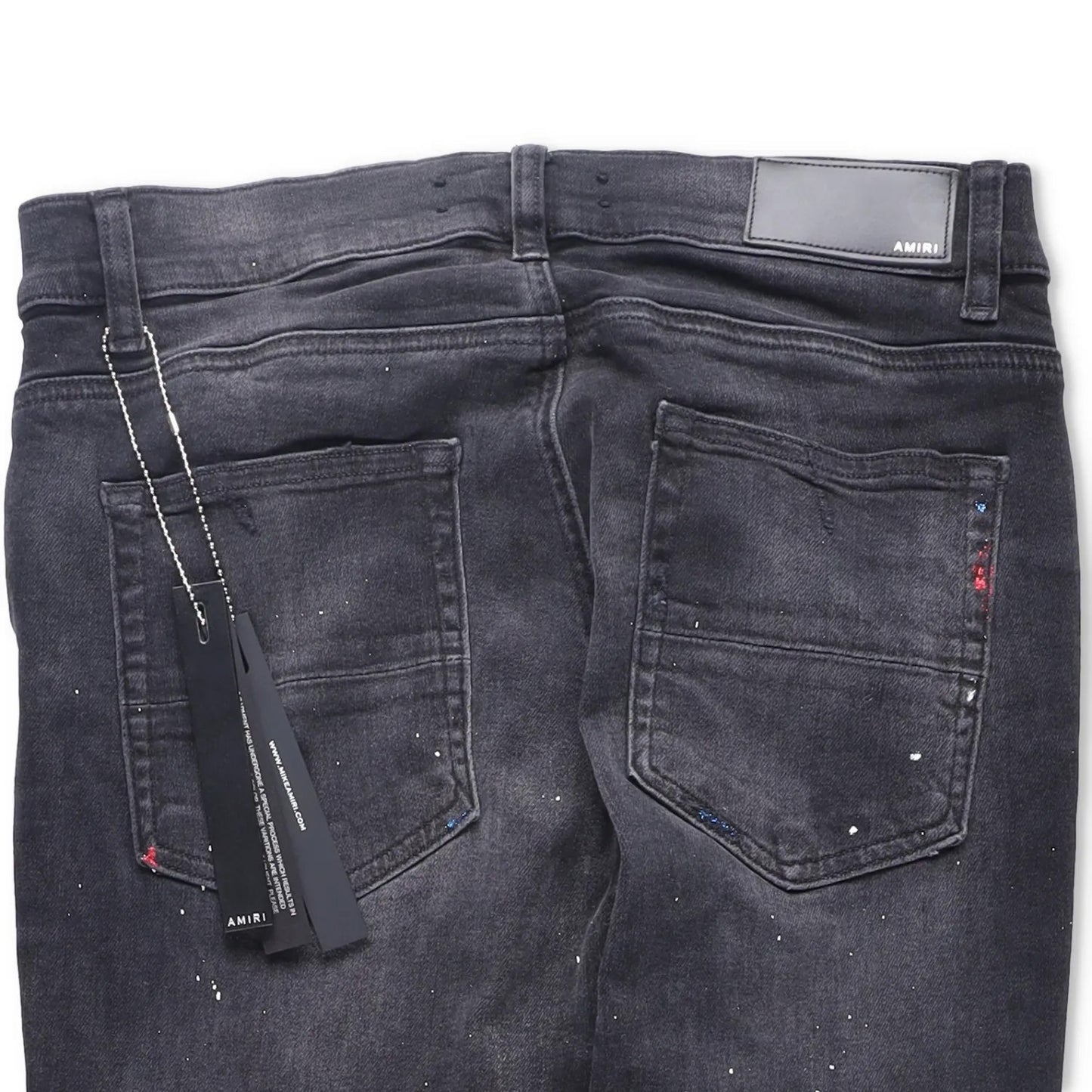 AMIRI Mens Skinny Jeans Cotton Blend Paint Splatter Distressed Black 31 RRP 745 — View 5