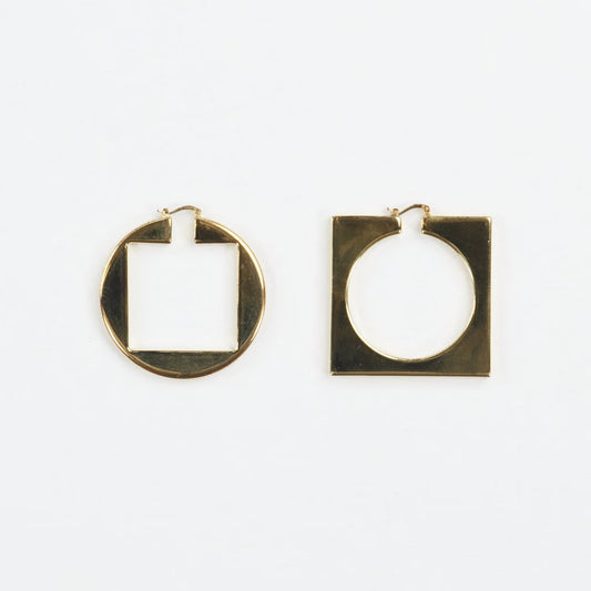 JACQUEMUS Les Creoles Rond Carre Silver Metallic Huggie Earrings Hoop OS RRP 330
