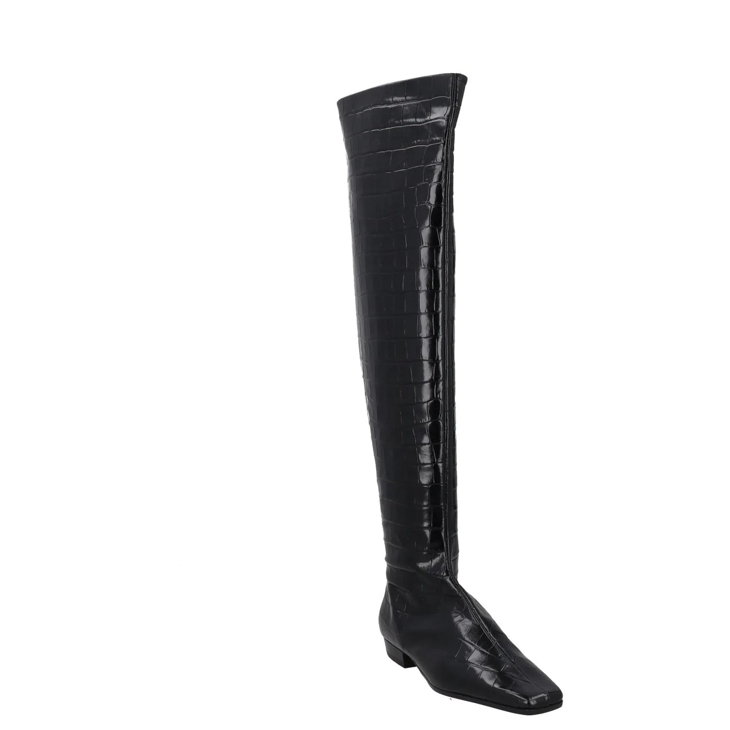 TOTEME Womens Knee High Boots Black Leather Slip On Pointed Croc UK 3 RRP 770 — View 2