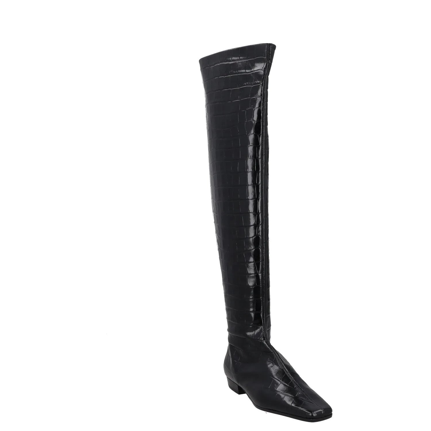 TOTEME Womens Knee High Boots Black Leather Slip On Pointed Croc UK 3 RRP 770 — View 2