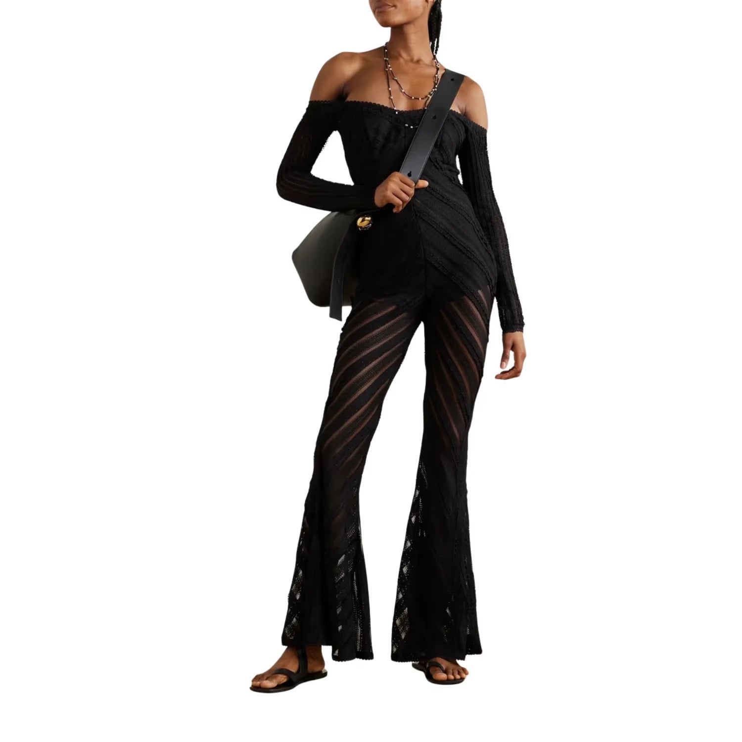 CHARO RUIZ IBIZA Womens Jumpsuit Off Shoulder Long Sleeve Black Size M RRP 425 — View 2