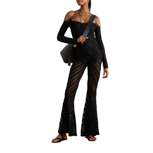 CHARO RUIZ IBIZA Womens Jumpsuit Off Shoulder Long Sleeve Black Size M RRP 425 — View 2