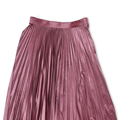 VALENTINO Womens Midi Skirt Satin Pleated Pink Shiny Polyester Blend M RRP 1450 — View 3