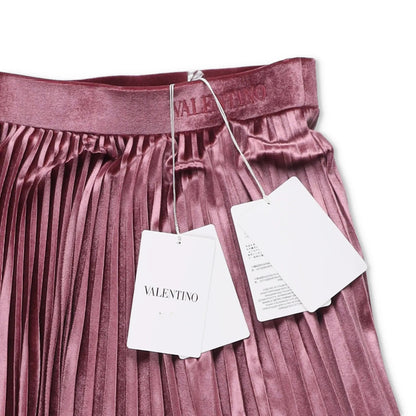 VALENTINO Womens Midi Skirt Satin Pleated Pink Shiny Polyester Blend M RRP 1450 — View 6