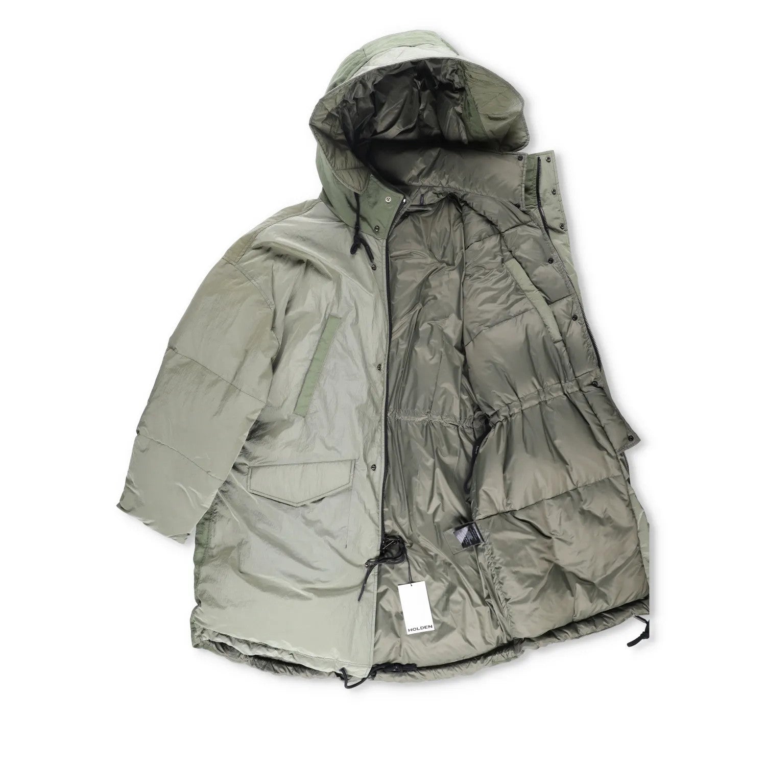 HOLDEN Mens Green Parka Coat Softshell Stand Up Collar Zip Closure M RRP 800 — View 6