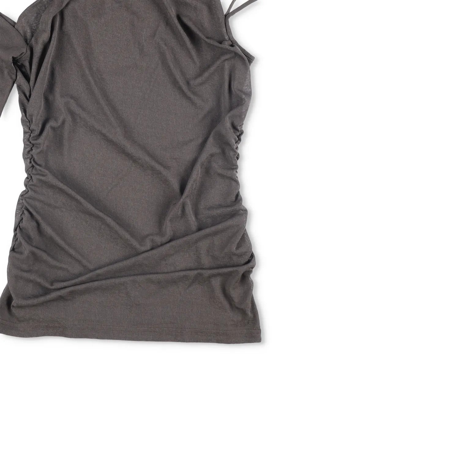 NANUSHKA Womens Aleza Top Tee One Sleeve Draped Mesh Green Asymmetrical L RRP295 — View 4