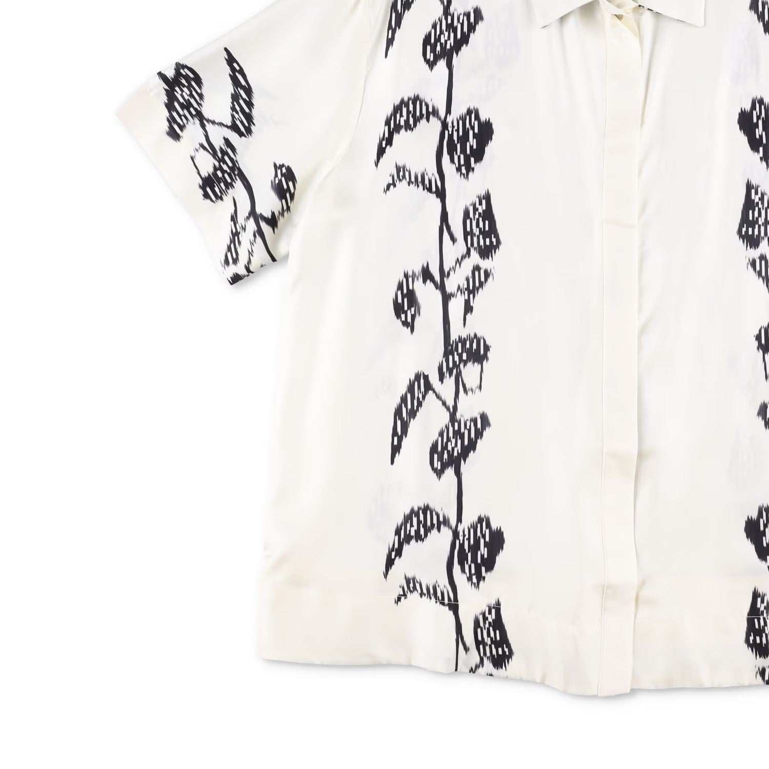 ASCENO Womens Montauk Shirt Ecru Vine Multi Short Sleeve Silk Twill M RRP 390 — View 3