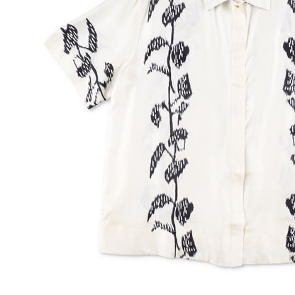 ASCENO Womens Montauk Shirt Ecru Vine Multi Short Sleeve Silk Twill M RRP 390 — View 3