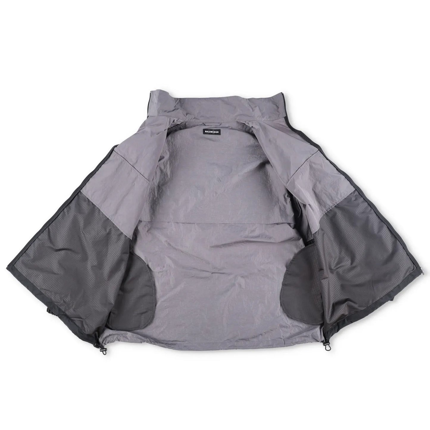BALENCIAGA Mens Track Jacket Grey Black Windbreaker Stand-Up Collar 48 RRP 1500 — View 6