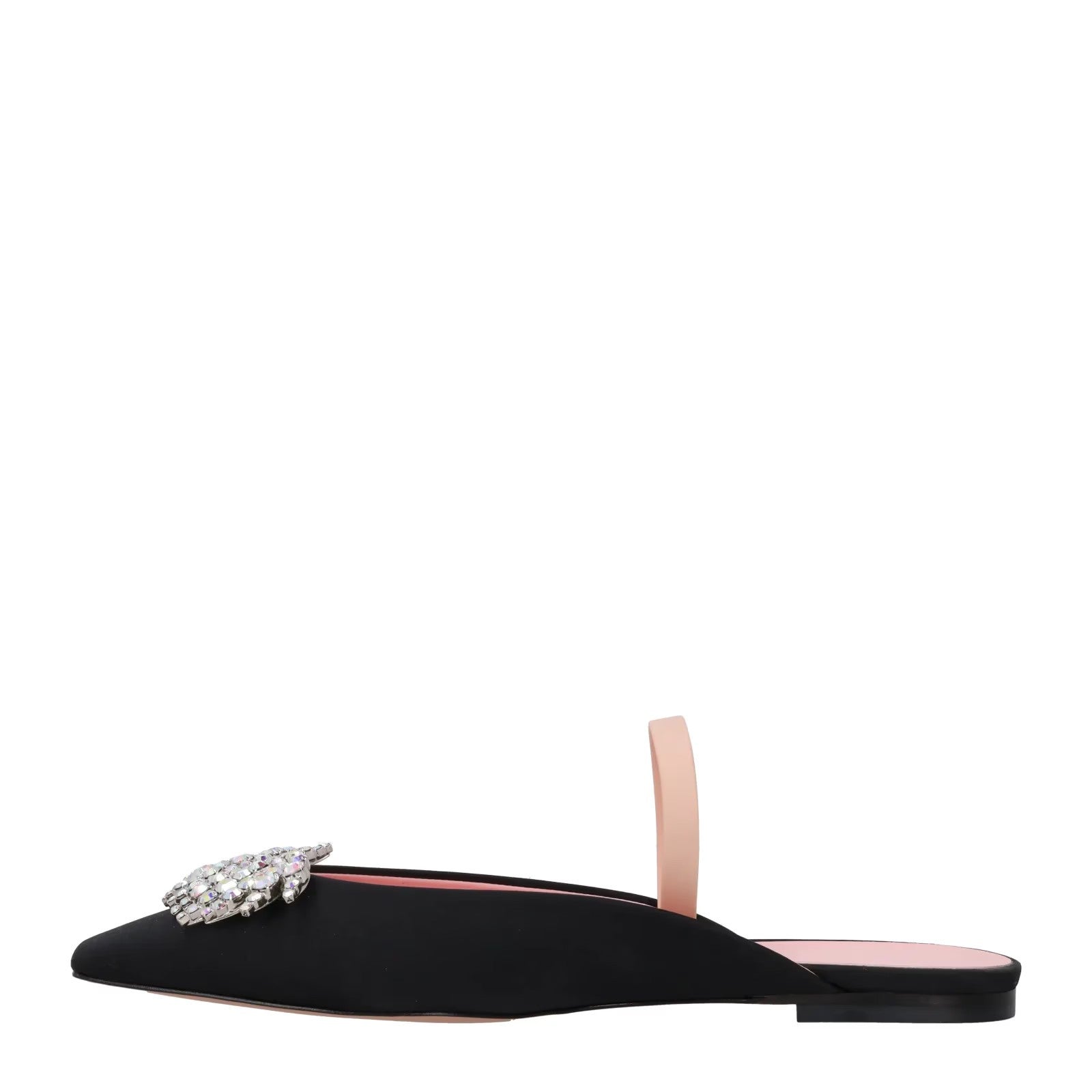 PIFERI Womens Drizella Flat Square Toe Pump Satin Crystal Black UK5 RRP 575 — View 4