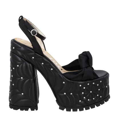 Charlotte Olympia Womens Miranda Sandals Satin Slingback Black UK 7.5 RRP 995