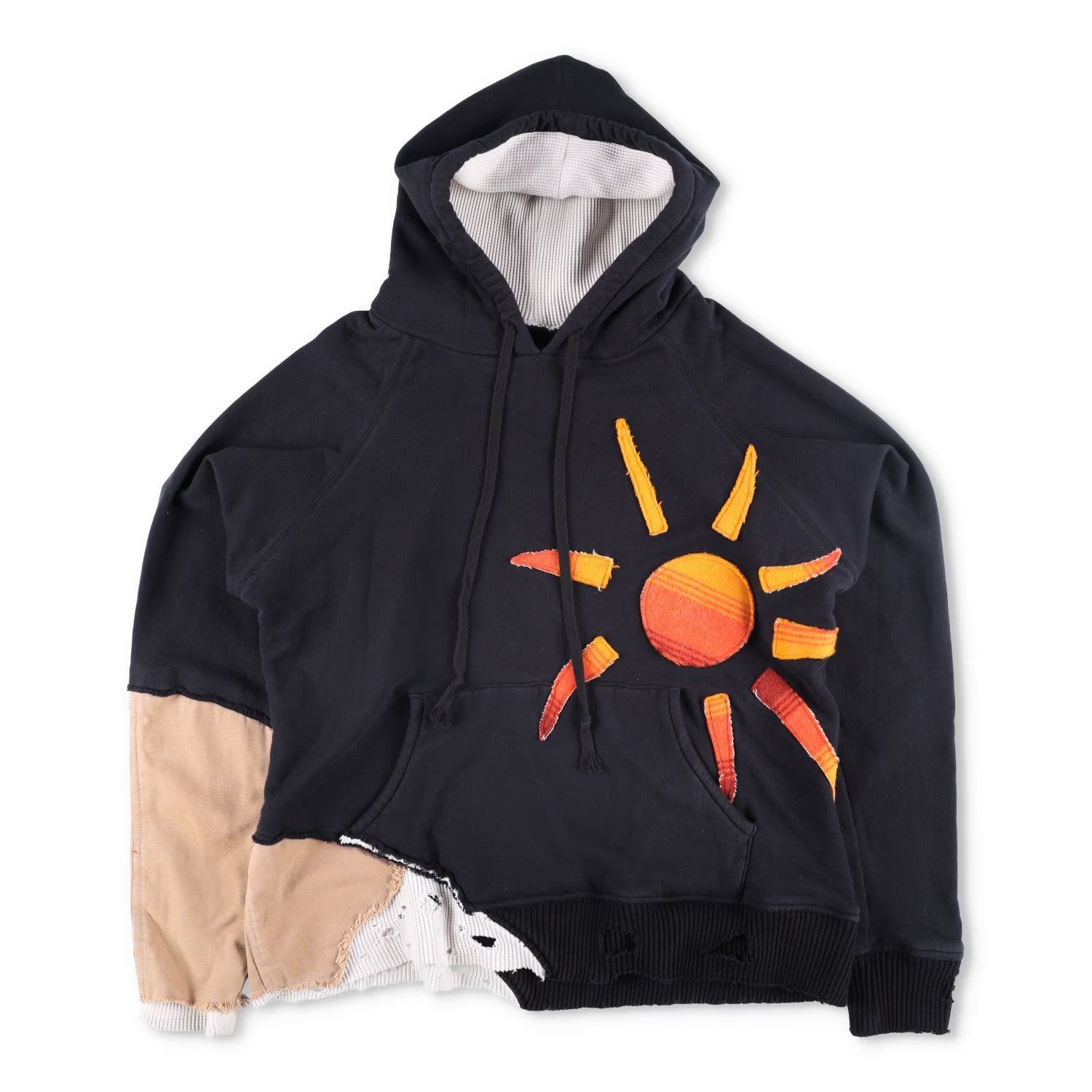 GREG LAUREN Mens Hoodie Cotton Fleece Embroidered Sun Design Size 2 RRP 850
