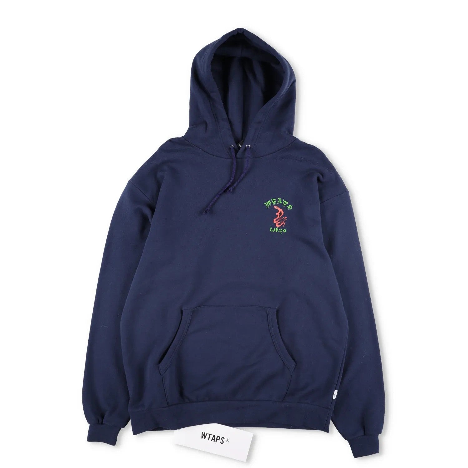 WTAPS Mens Hoodie Blue Cotton Kangaroo Pocket Logo Pullover Size X 04 RRP 200 — View 5