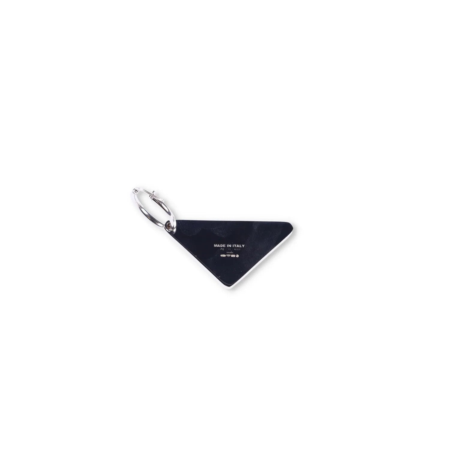 PRADA Silver Crystal Triangle Logo Hoop Drop Single Earring White OS RRP 650 — View 2