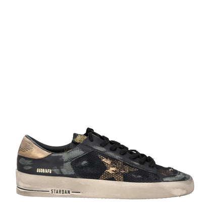 GOLDEN GOOSE Mens Trainers Black Gold White Leather Low Top Lace Up UK 10 RRP485