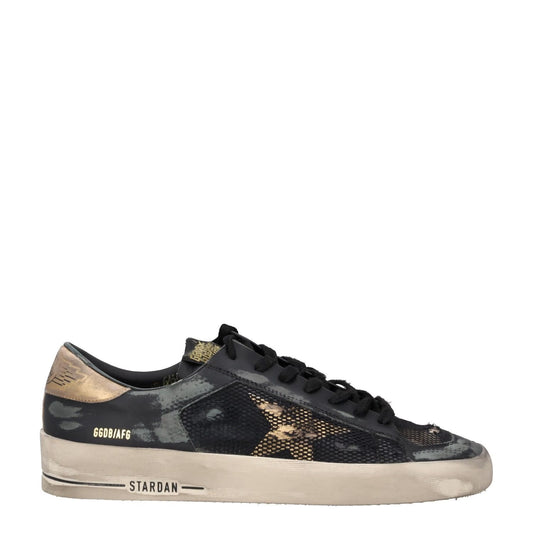 GOLDEN GOOSE Mens Trainers Black Gold White Leather Low Top Lace Up UK 10 RRP485