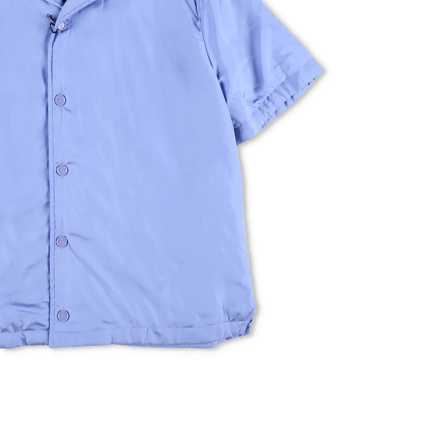 BOTTEGA Men Button Up Shirt Blue Short Sleeve Satin Regular Polyester 48 RRP1250 — View 4