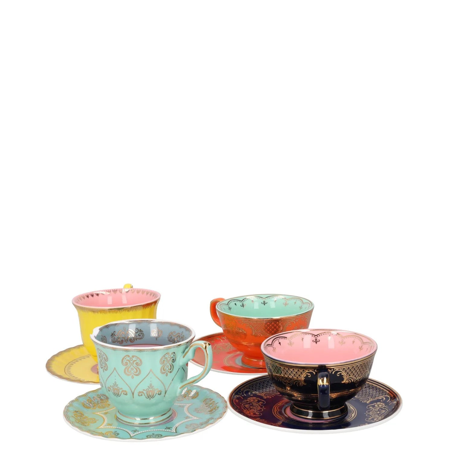 POLS POTTEN Set Of 4 Grandpa Tea Set Teacups and Saucers Multicoloured OS RRP115 — View 5
