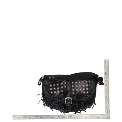 JUST CAVALLI Womens Crossbody Bag Black Leather Silver Buckle Size S RRP 300 — View 5