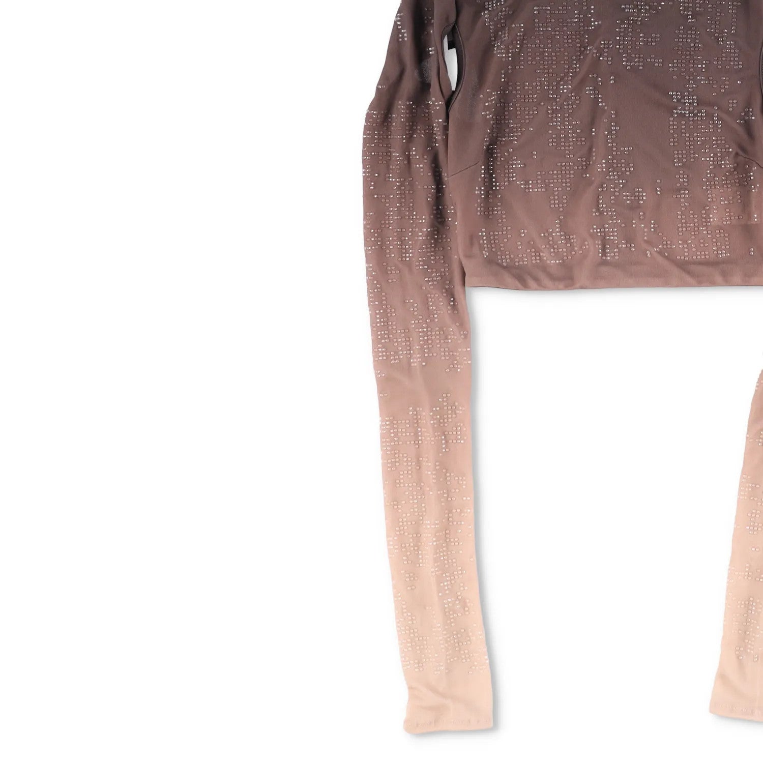 ANDREADAMO Womens Destroyed Jumper Strass Jersey Crop Top Brown Knit XS RRP 570 — View 3