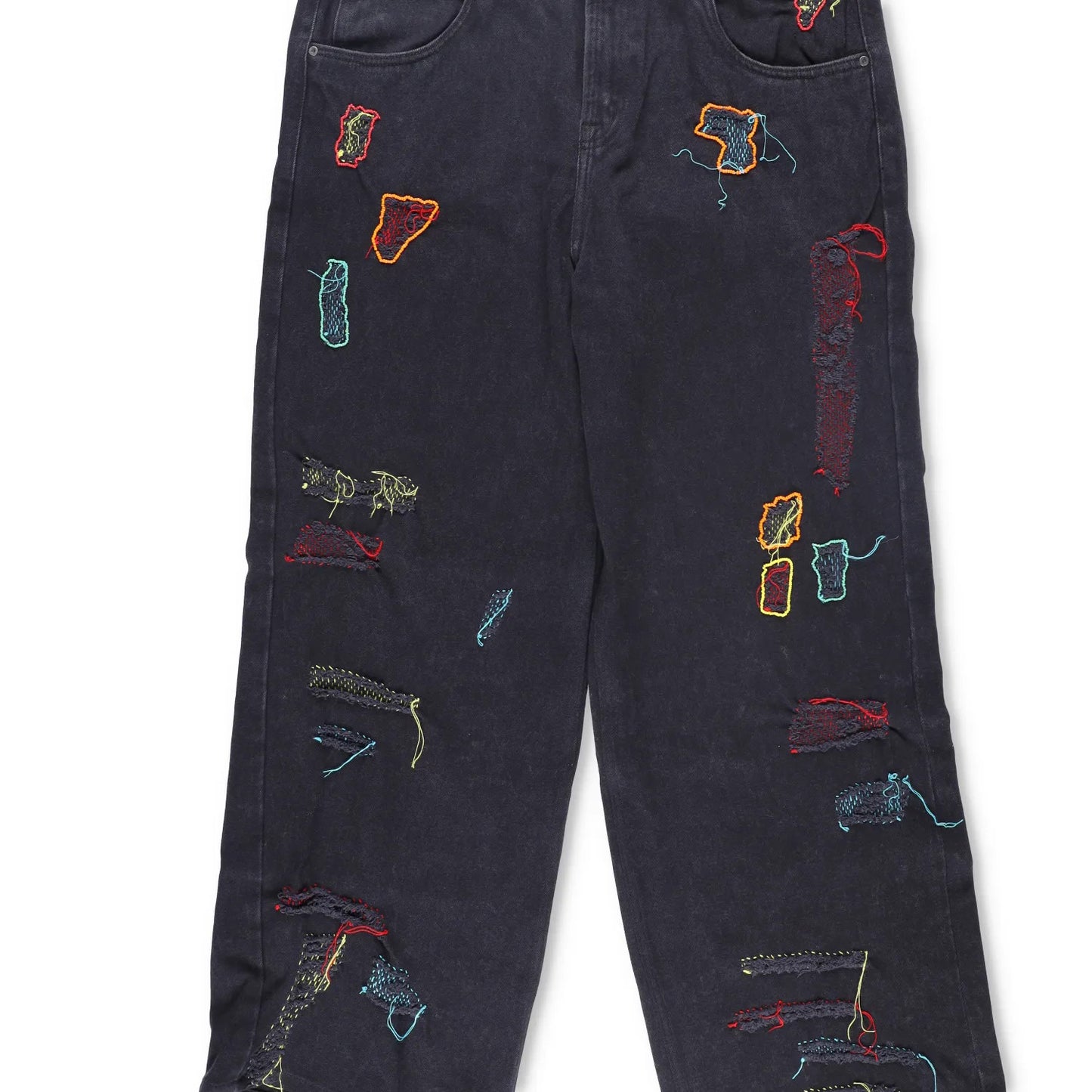 GLASS CYPRESS Men Straight Leg Jean Reconstructed Shredded Denim Black 36 RRP536 — View 3