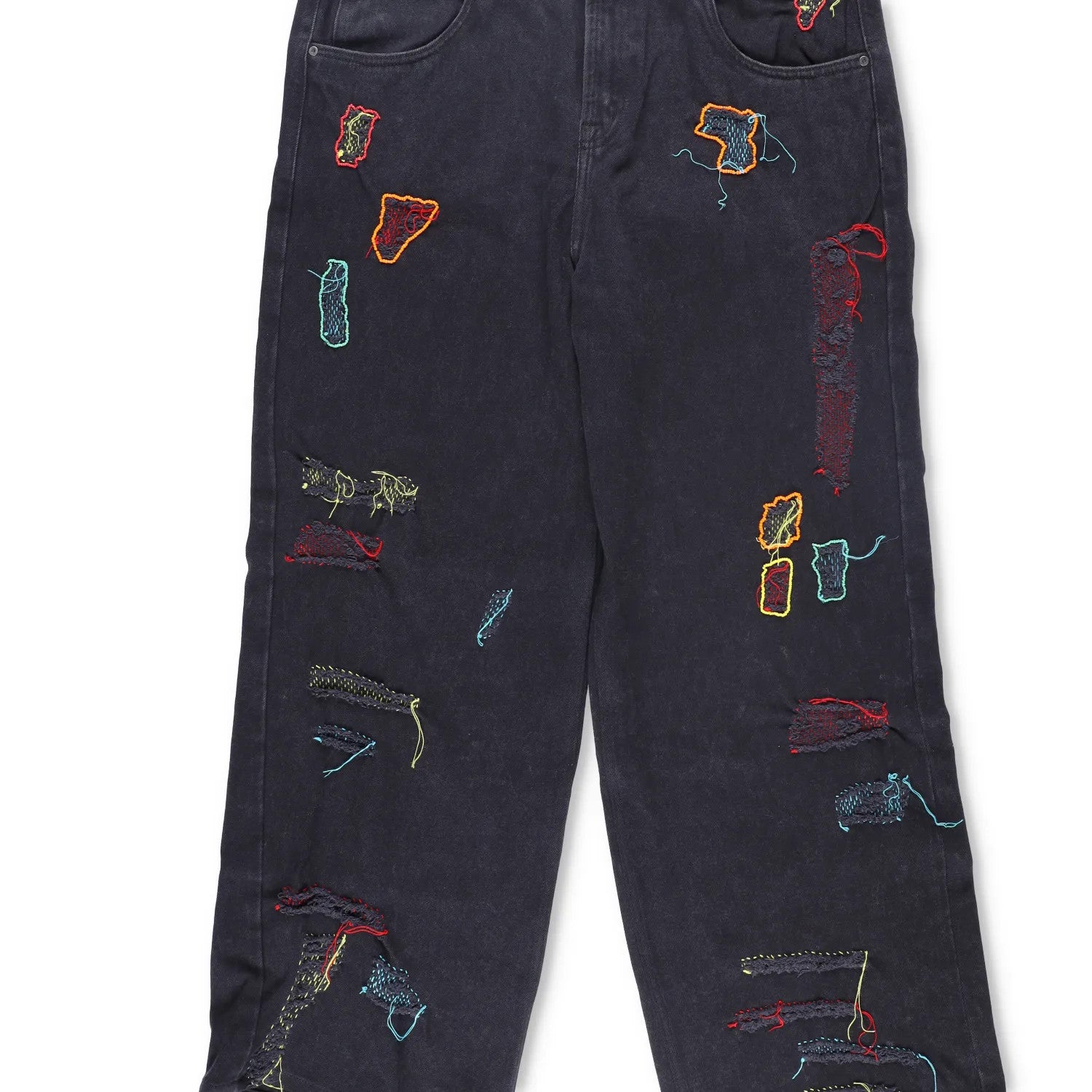 GLASS CYPRESS Men Straight Leg Jean Reconstructed Shredded Denim Black 36 RRP536 — View 3