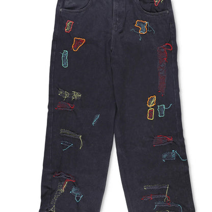 GLASS CYPRESS Men Straight Leg Jean Reconstructed Shredded Denim Black 36 RRP536 — View 3