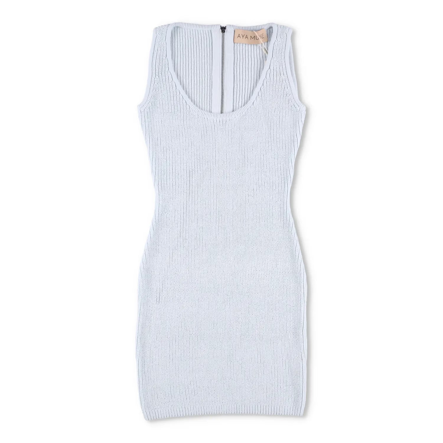 AYA MUSE Womens Belu Dress Mini Scoop Neck Sky Melt Blue Sleeveless L RRP 605