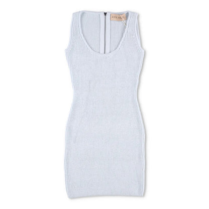 AYA MUSE Womens Belu Dress Mini Scoop Neck Sky Melt Blue Sleeveless L RRP 605