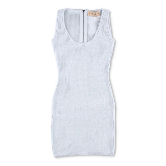 AYA MUSE Womens Belu Dress Mini Scoop Neck Sky Melt Blue Sleeveless L RRP 605