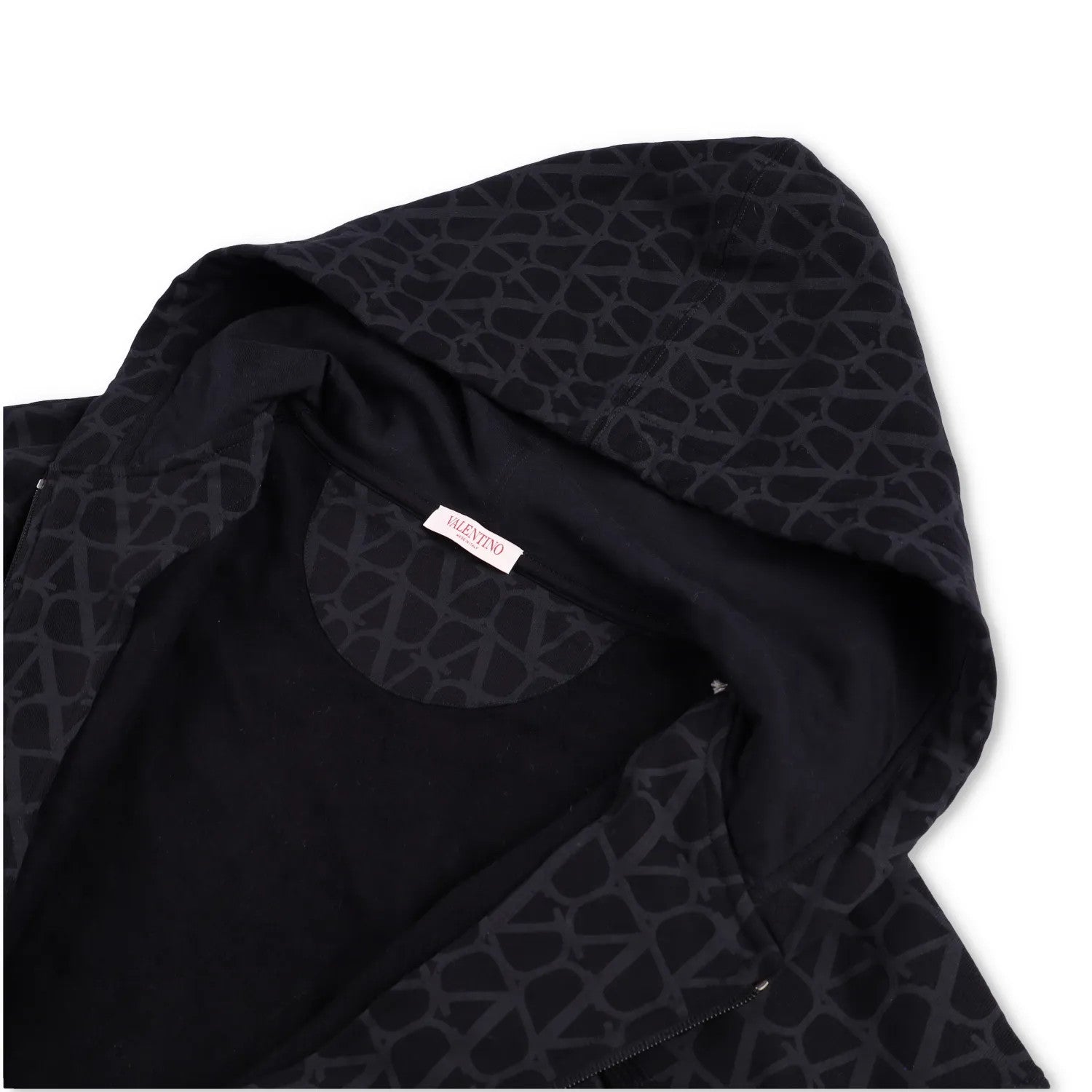 VALENTINO Mens Jersey Felpa Sweatshirt Full Zip Hooded Black Size L RRP 1550 — View 7