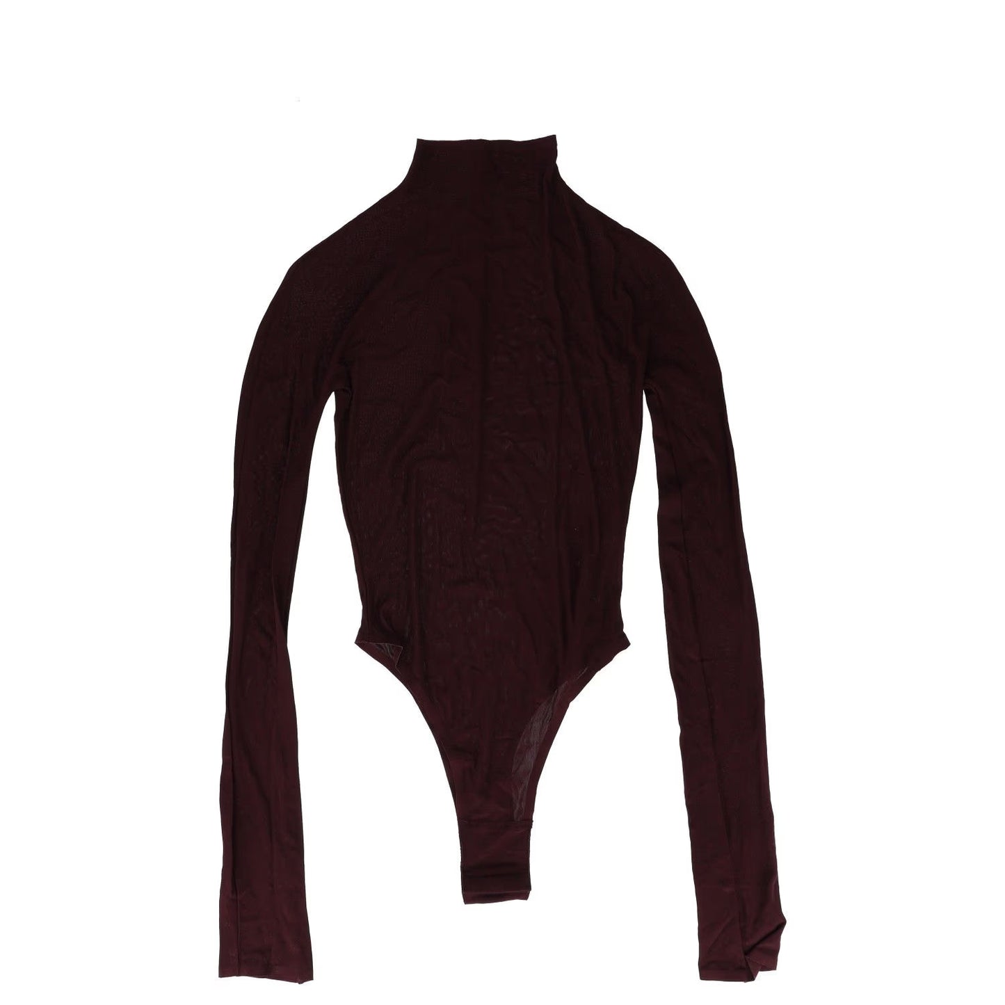 ALAIA Womens Allinone Bodysuit Long Sleeve Fitted Jersey Burgundy 34 RRP 790