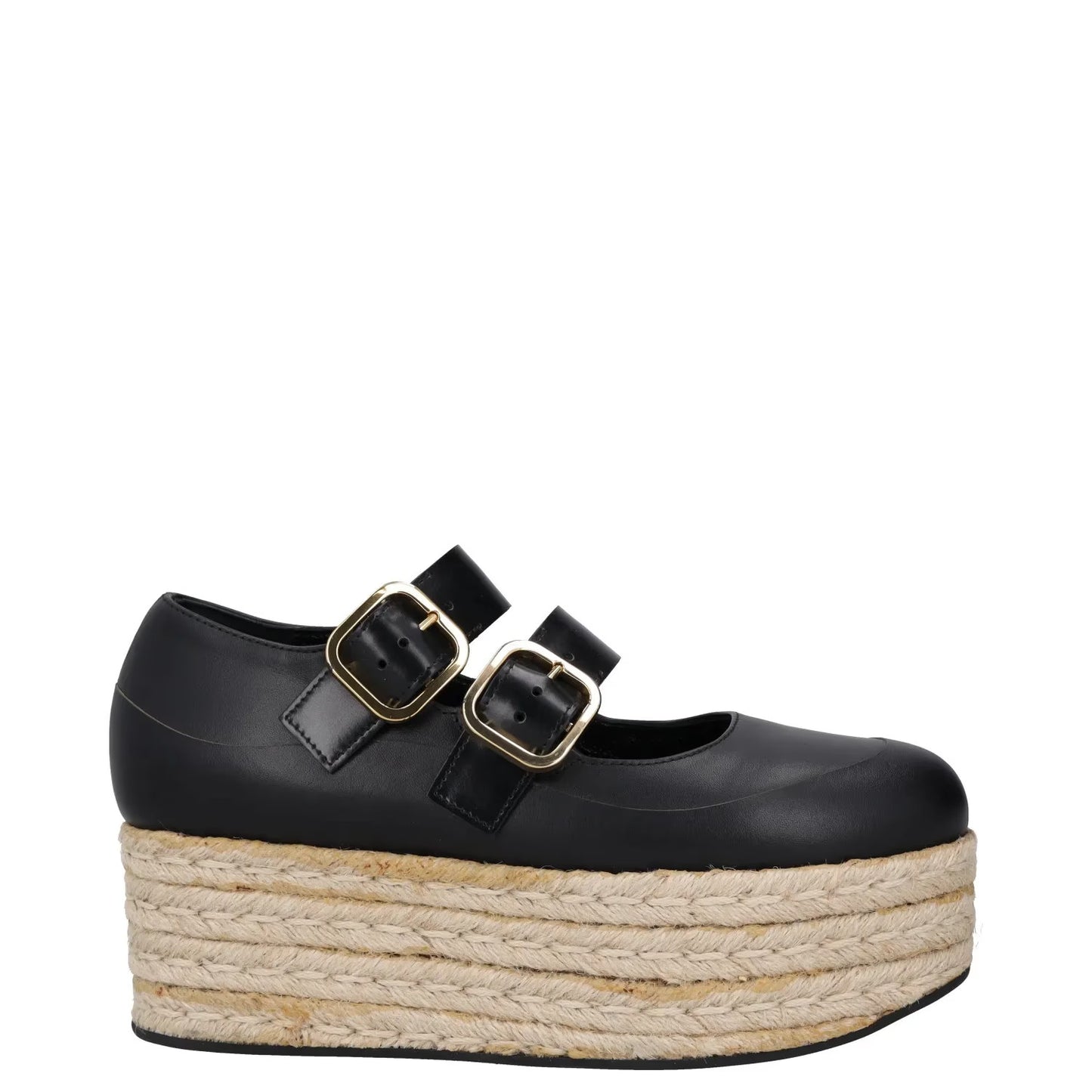 MARNI Womens Espadrille Sandals Black Leather Buckle Strappy UK 4 RRP 250