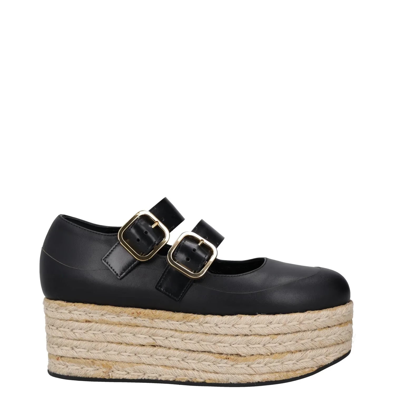 MARNI Womens Espadrille Sandals Black Leather Buckle Strappy UK 4 RRP 250
