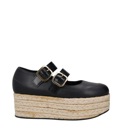 MARNI Womens Espadrille Sandals Black Leather Buckle Strappy UK 4 RRP 250