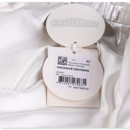 CHLOE Womens Jacket Silver Cloud Blaze Metallic Mid Length Size 40 RRP 2490 — View 9