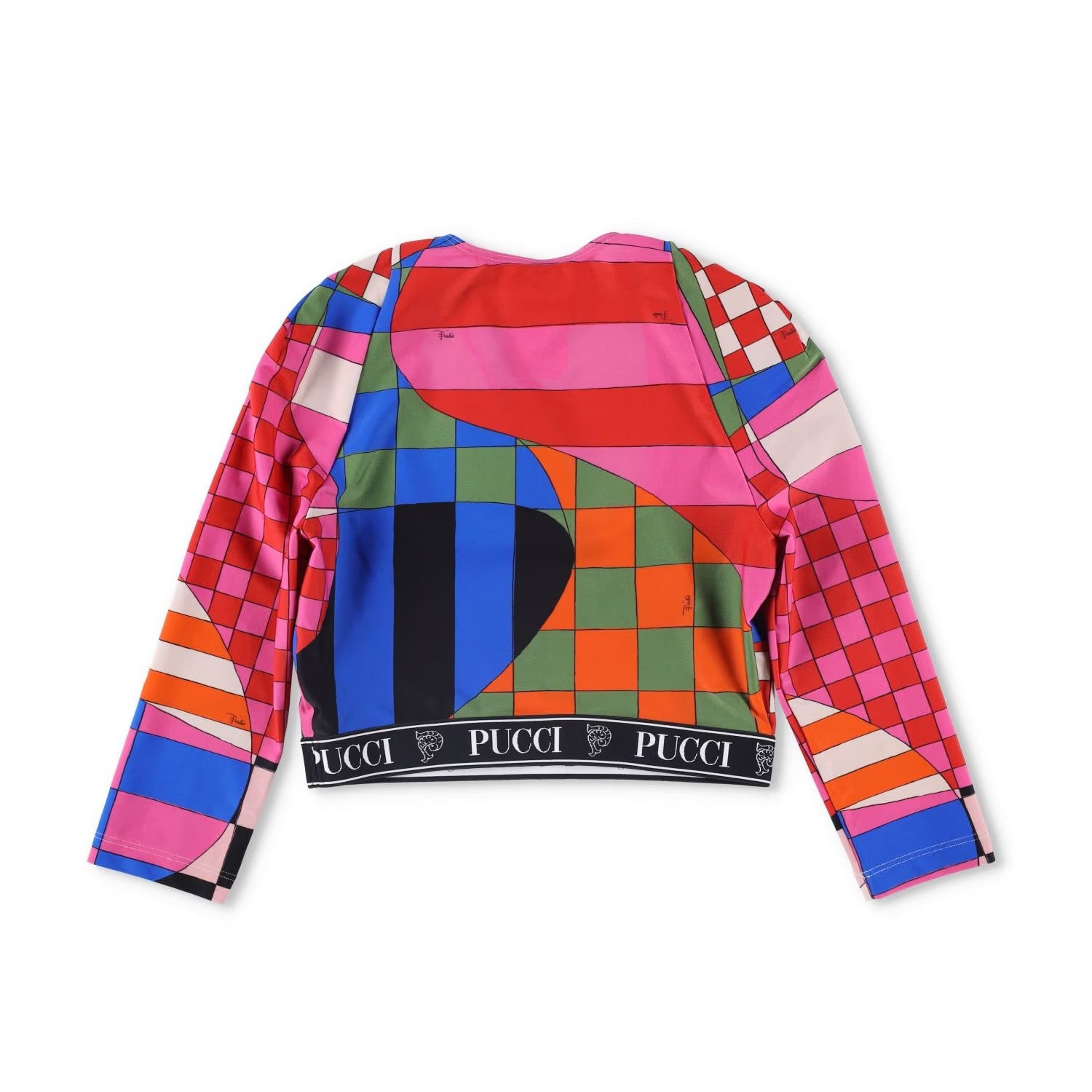 EMILIO PUCCI Womens Lycra Scoop Neck Top Cropped Multicoloured Geo M RRP 305 — View 8