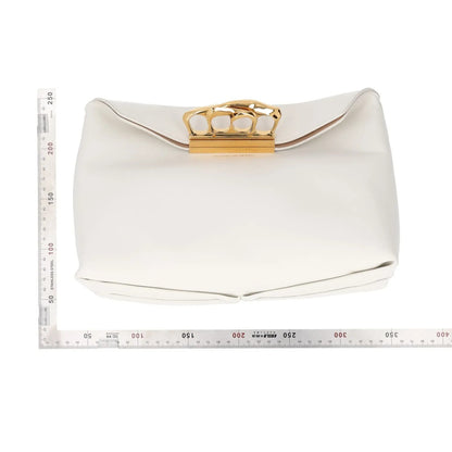 ALEXANDER MCQUEEN Womens Clutch Bag White Leather Gold Hardware Size M RRP 1900 — View 10