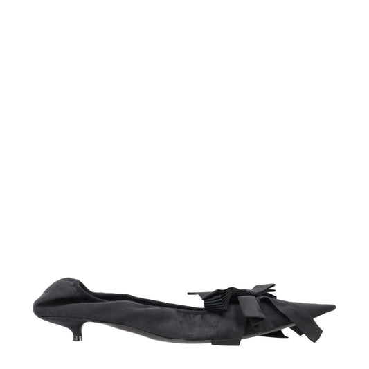 BALENCIAGA Womens Louis XV Pump 25 Black Leather Flats Satin Bow UK 7 RRP 682