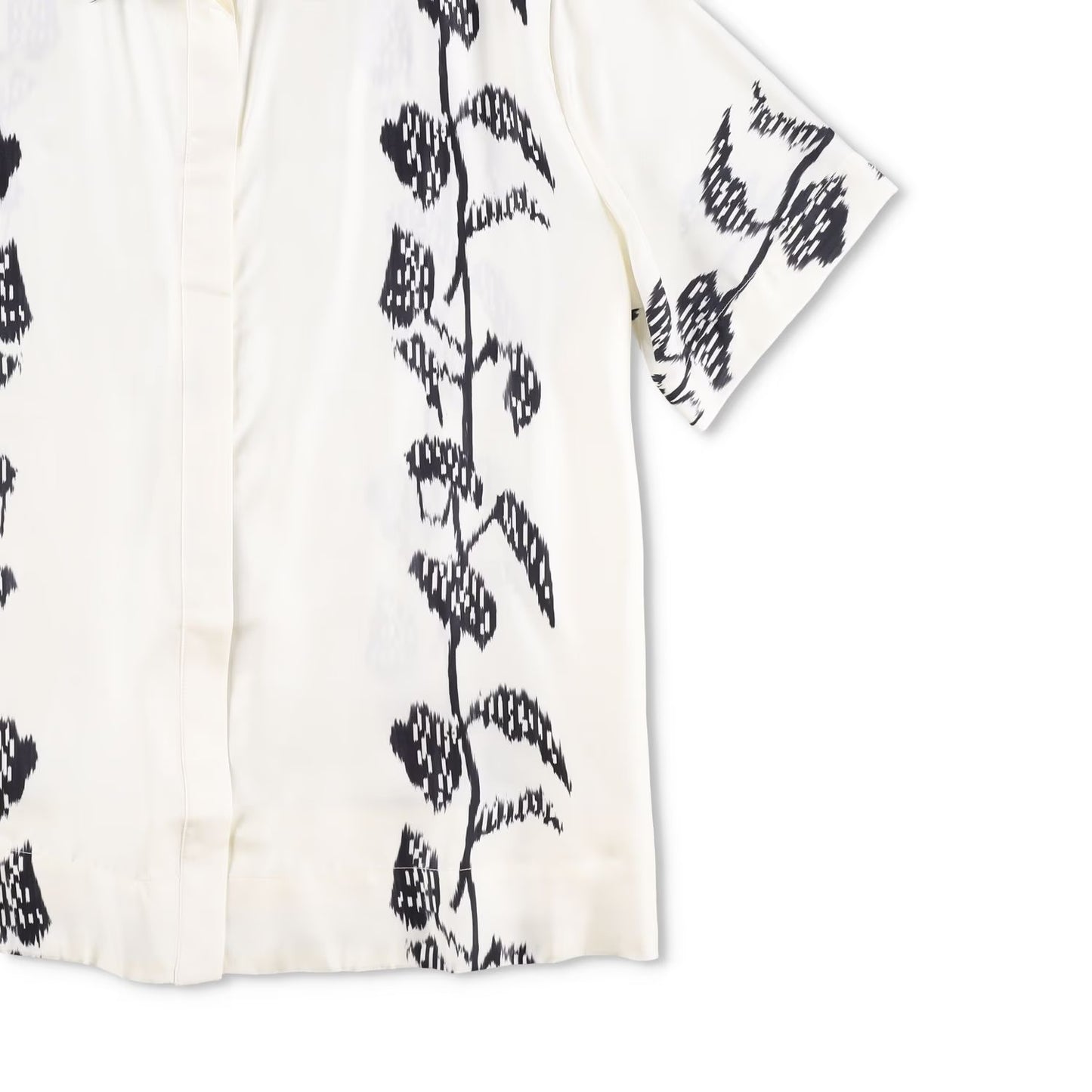 ASCENO Womens Montauk Shirt Ecru Vine Multi Short Sleeve Silk Twill M RRP 390 — View 4