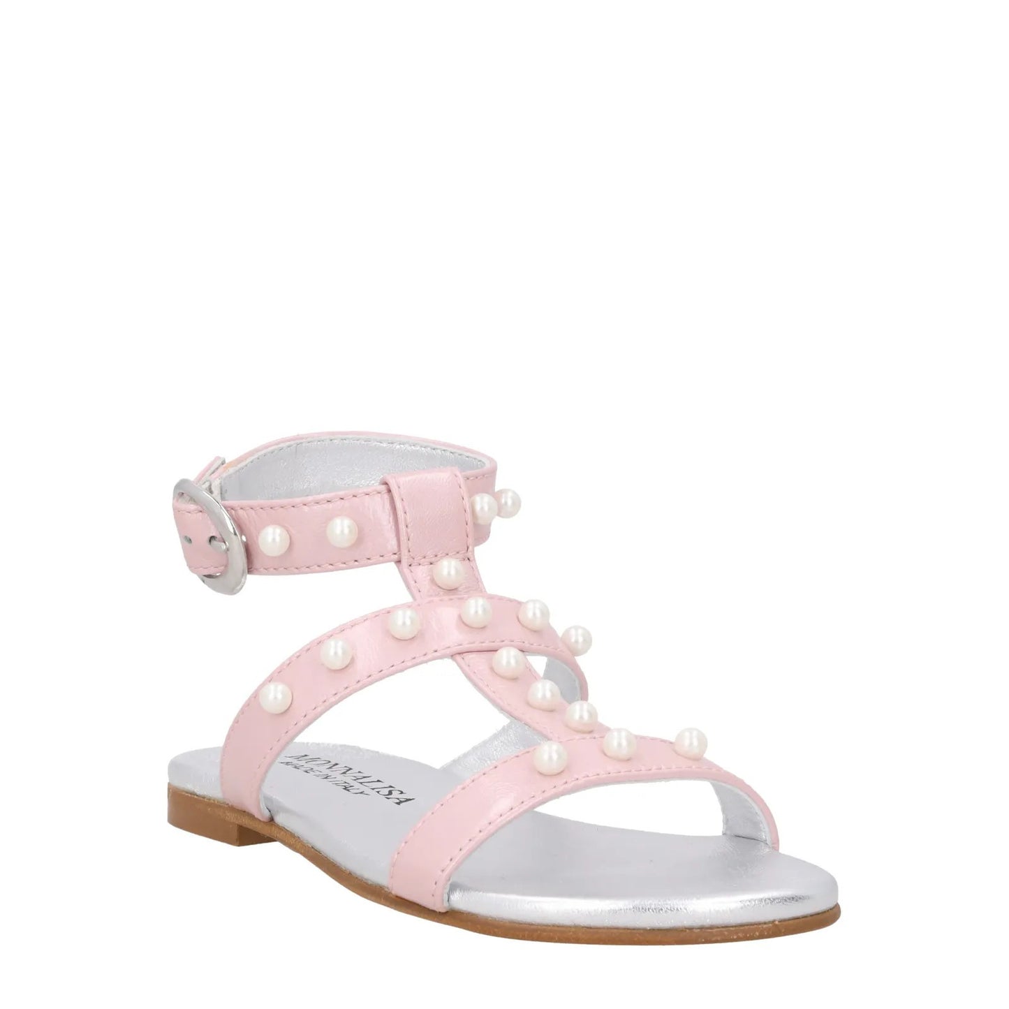 MONNA LISA Girls Sandalo Con Perle Laminat Pink Sandals Buckle UK 1 RRP 210 — View 2
