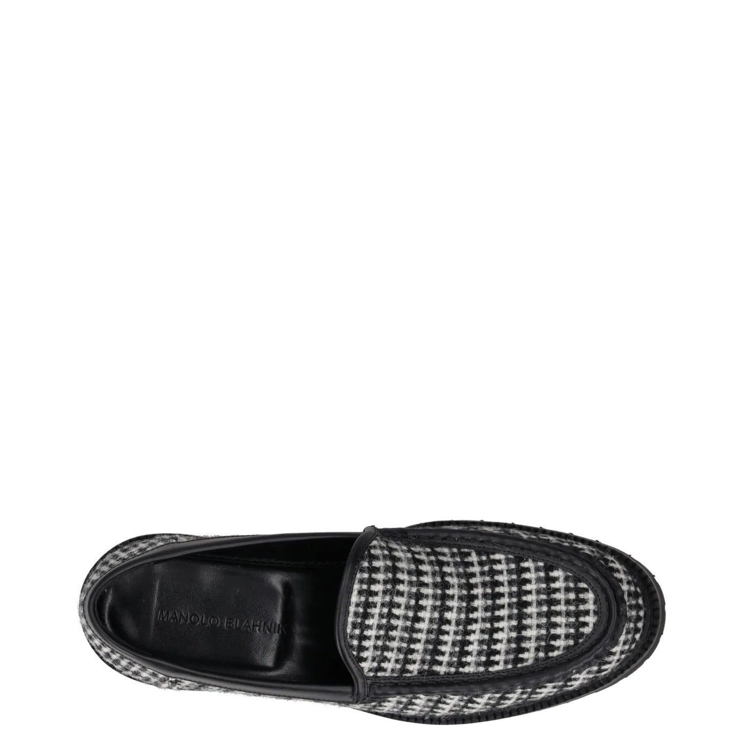 MANOLO BLAHNIK Womens Tweed Loafers Black Grey Leather Slip On UK 8 RRP 725 — View 7