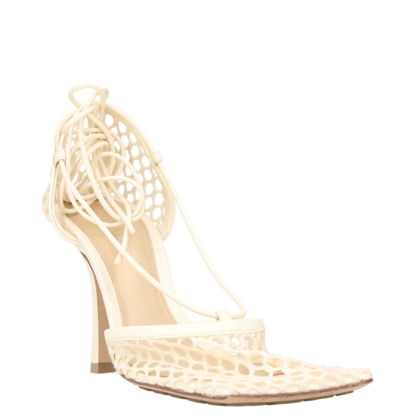 BOTTEGA VENETA Womens Court Heels Beige Synthetic Lace Open Toe UK 4 RRP 770 — View 2