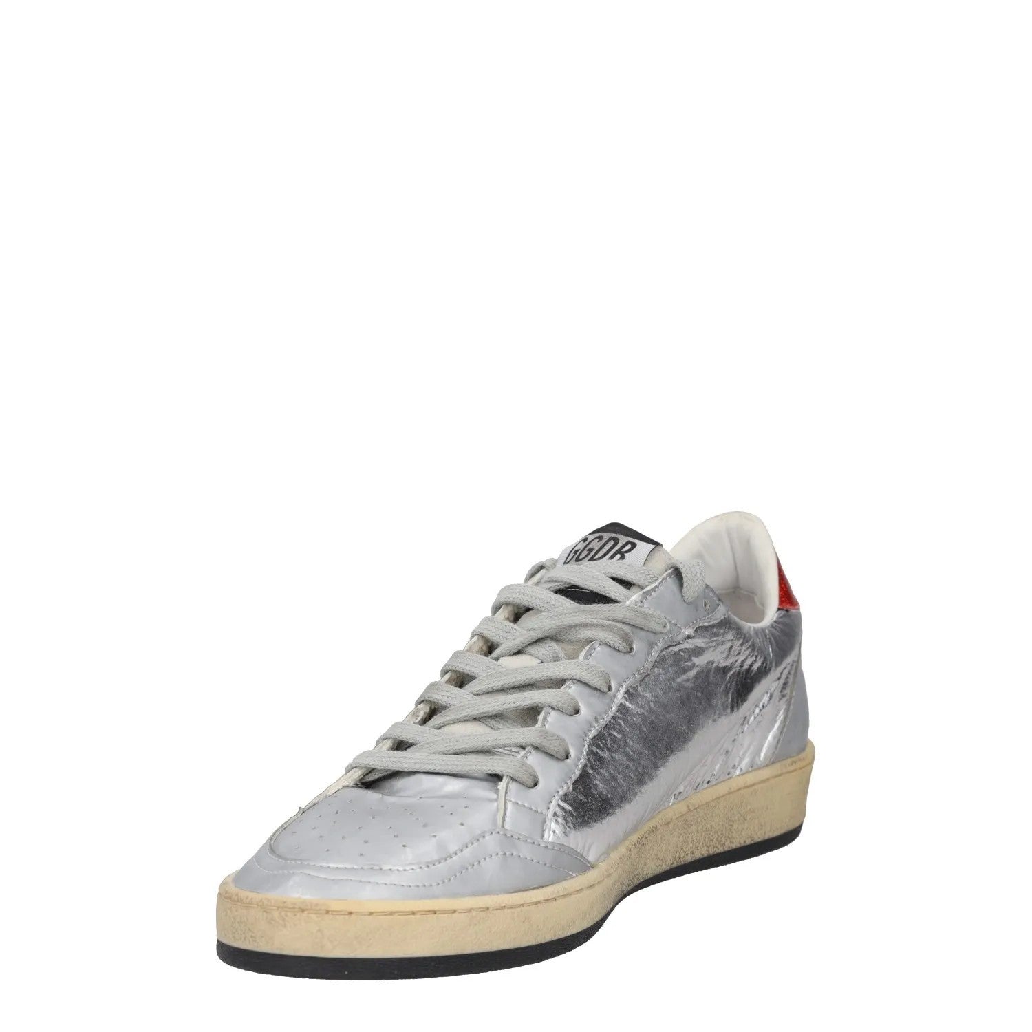 GOLDEN GOOSE Mens Trainers Silver Red Leather Low Top Lace Up UK 6 RRP 485 — View 3