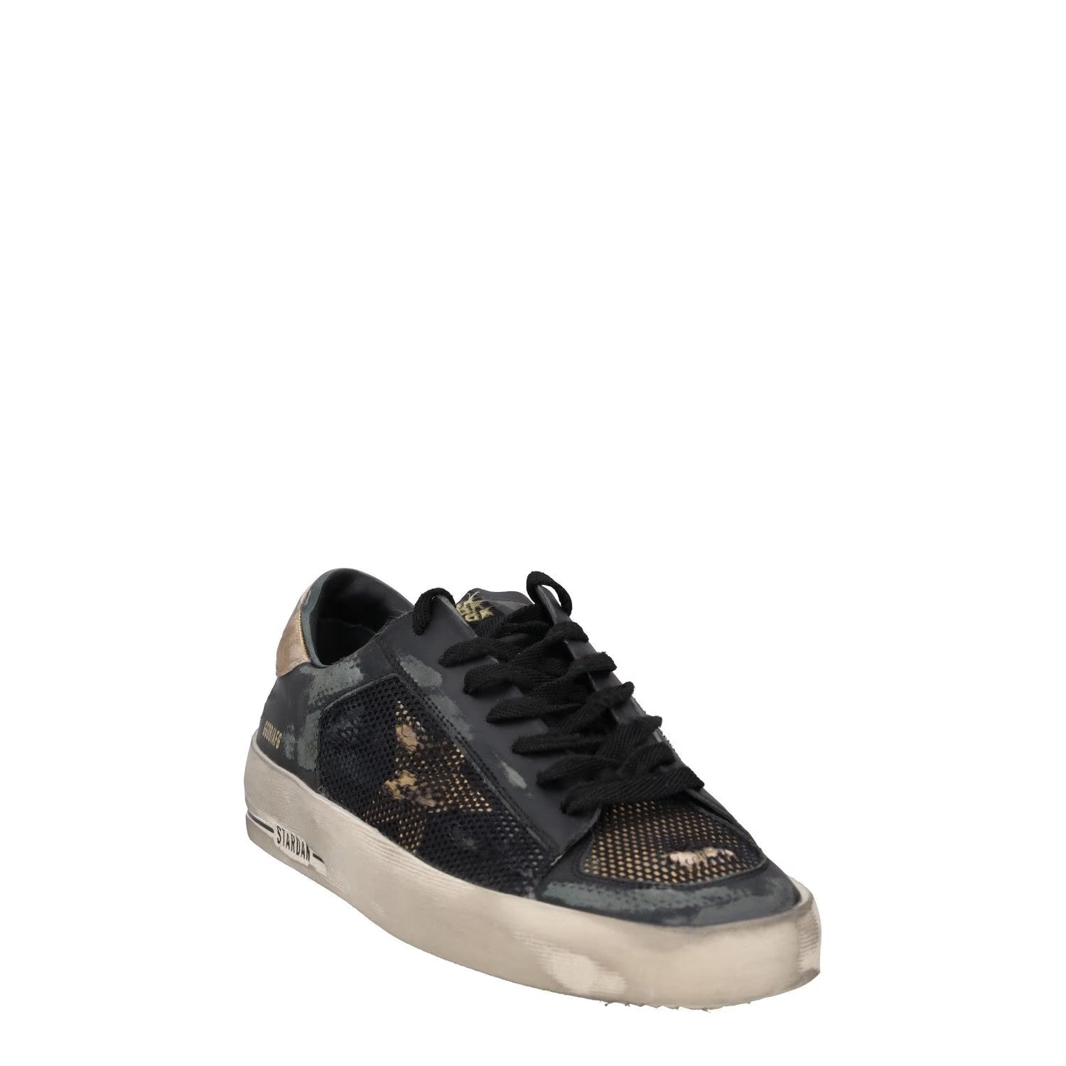 GOLDEN GOOSE Mens Trainers Black Gold White Leather Low Top Lace Up UK 10 RRP485 — View 2