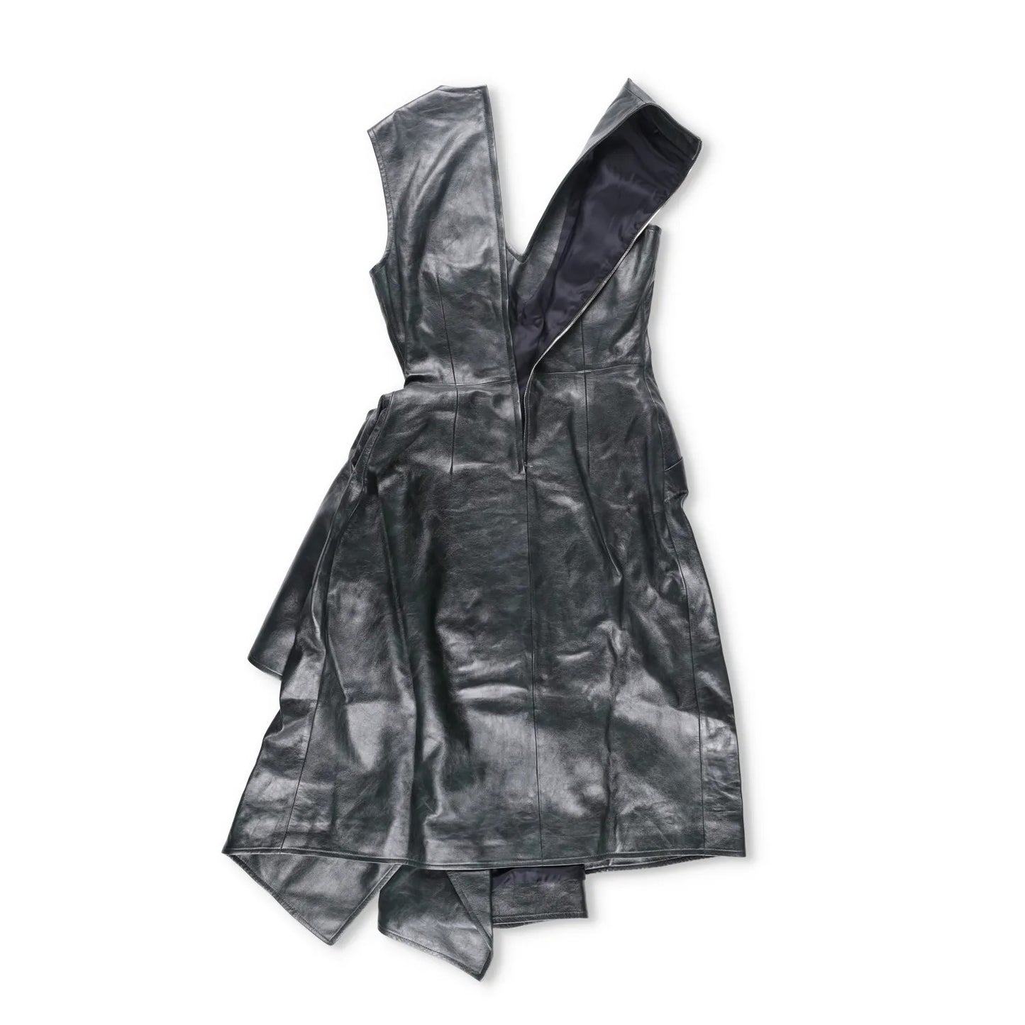 BOTTEGA VENETA Womens Midi Dress Sleeveless Side Drop Leather Black 42 RRP 5200 — View 7