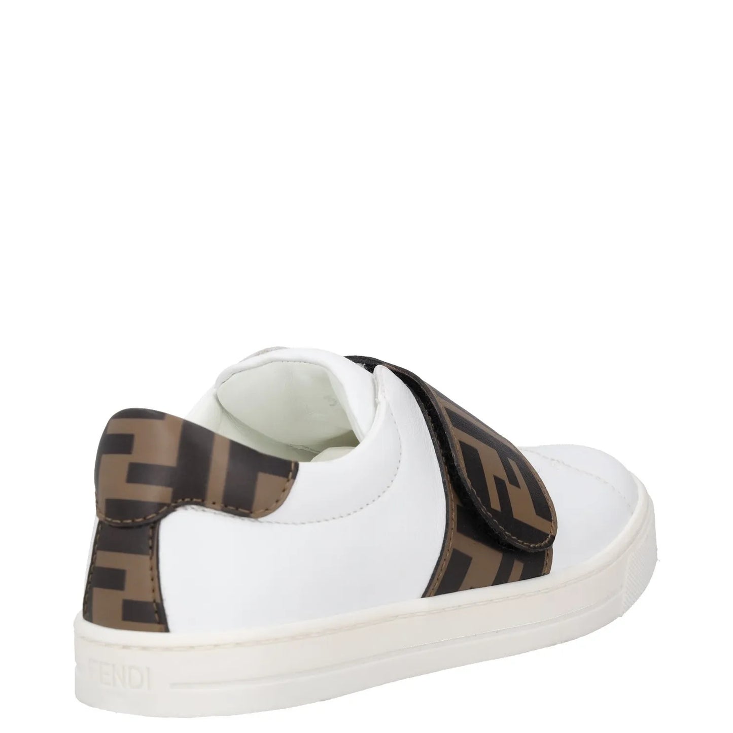 FENDI Boys Trainer White Leather Low Top Lace Up Beige Logo UK 12.5 RRP 175 — View 6
