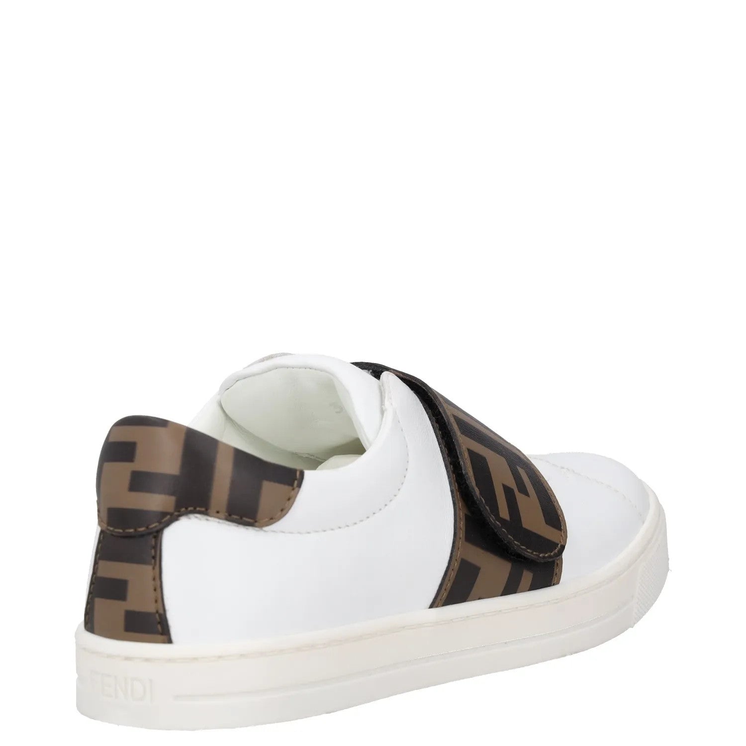 FENDI Boys Trainer White Leather Low Top Lace Up Beige Logo UK 12.5 RRP 175 — View 6